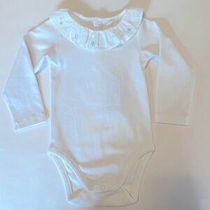 Jacadi White Ruffled Collar Bodysuit